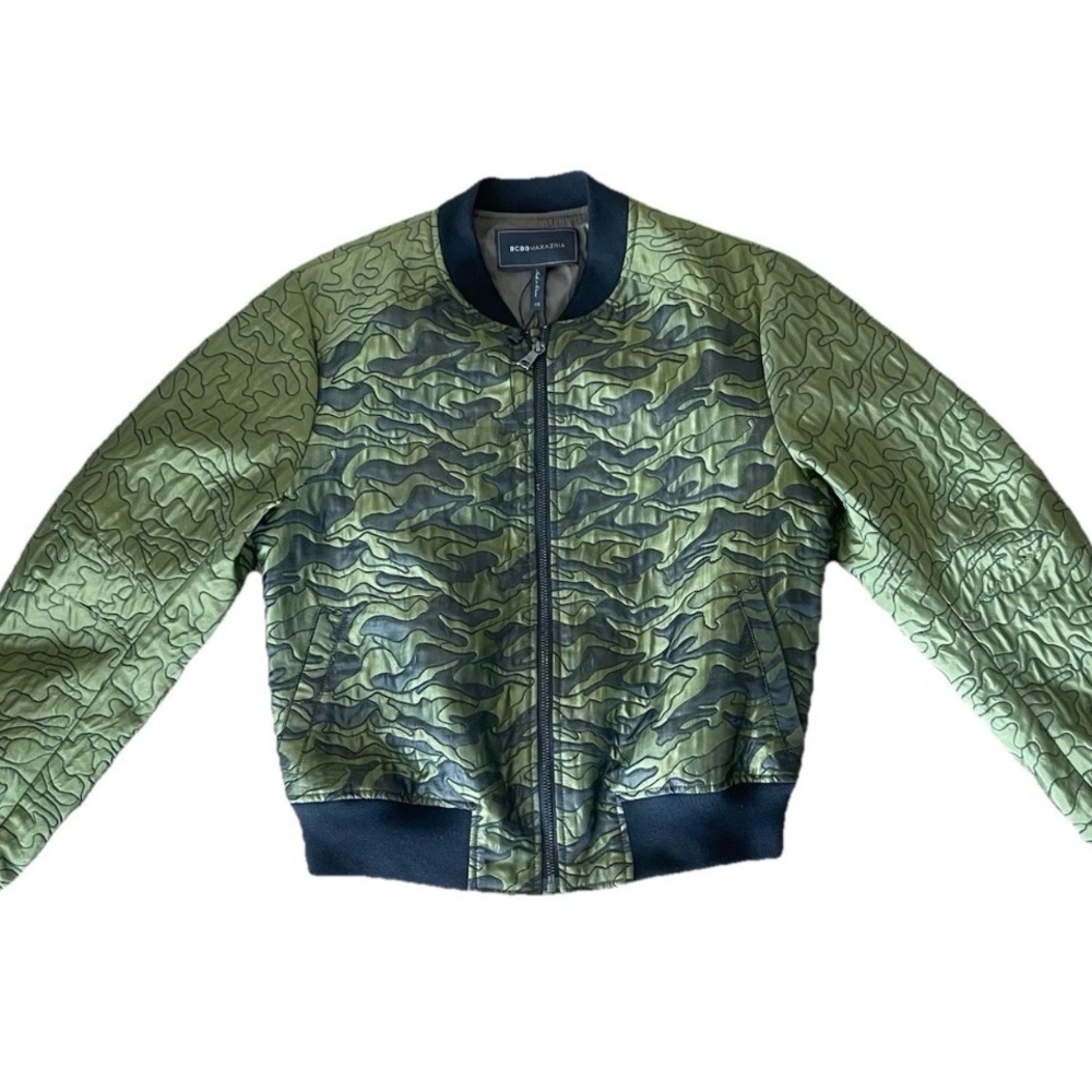 BCBGMaxAzria Gibson Quilted-Jacquard Camo Bomber Women's